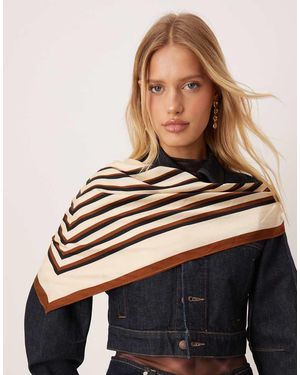 Mango Geometric Print Satin Scarf - Natural