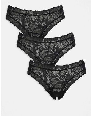 Lindex – 3er-pack brazilian-slips aus spitze - Schwarz