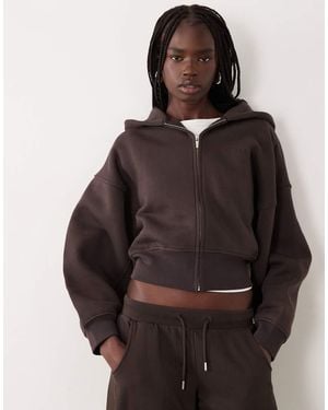 Tala Cocoon Zip Through Hoodie - Brown