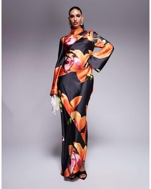 DASKA Satin Maxi Dress - Multicolour
