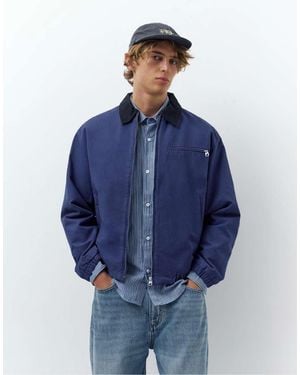 Pull&Bear Jacket With Contrast Collar - Blue