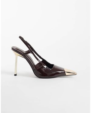 Public Desire Reset Slingback Heeled Shoes With Metal Detail - White