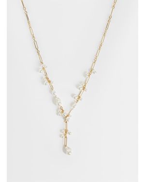ASOS Collar Con Detalle De Caída De Perla Sintética En Tono - Blanco