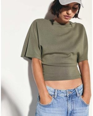 Pull&Bear Modal Batwing Sleeve T-shirt - Green