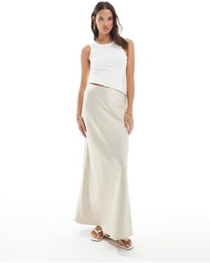 Vero Moda Satin Bias Midi Skirt - White