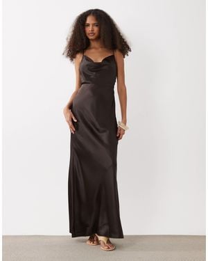Vero Moda Cowl Neck Satin Cami Midi Dress With Scarf Detail - White