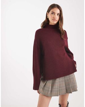 Brave Soul High Neck Jumper With Wide Sleeves - Red