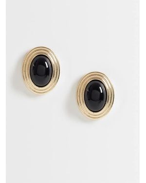 Accessorize Orecchini Stile Vintage Con Pietra Nera Dorati - Metallizzato