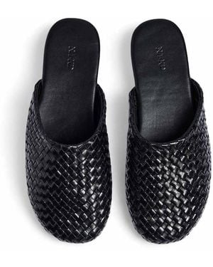 NA-KD Woven Leather Sliders - Blue