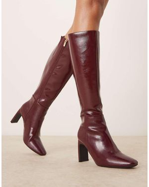 New Look Botas Por La Rodilla De Tacón De -Rojo