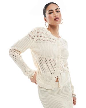 Vero Moda Gilet d'ensemble crocheté à empiècements - crème - Blanc
