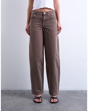 TOPSHOP Cinch Low Rise Relaxed Jeans - Brown