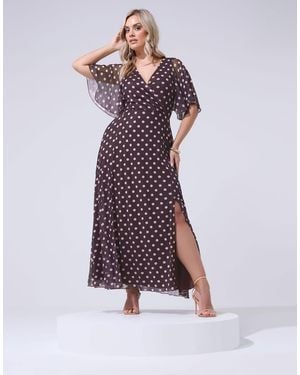Yours Clothing Polka Dot Wrap Dress - Purple