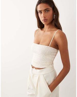 Oh Polly Lace Removable Straps Bandeau Crop Top - White