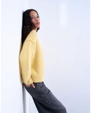 TOPSHOP Knitted Wool-blend Fluffy Exposed Seam Easy Jumper - White