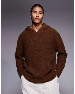 ASOS Oversized Knitted Boucle Hoodie - Brown
