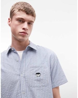 Huf Big Block Logo Stripe Shirt - Blue