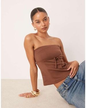 ASOS Jersey Twill Tie Waist Bandeau Top - Orange