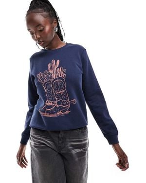 Wrangler Cowboy Boot Print Sweatshirt - Blue