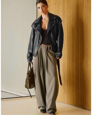 Stradivarius Darted Smart Trousers With Belt - Green