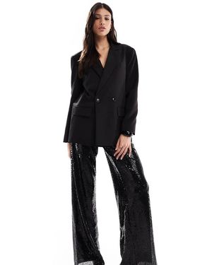 ONLY High Waist Pull On Sequin Trousers - Black