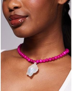 8 Other Reasons Statement Shell And Bead Necklace - Red