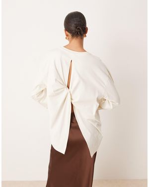 ASOS Twist Back Detail Long Sleeve Tee - Natural