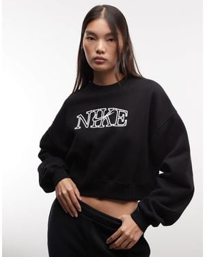 Nike Studio fleece mittelschweres sweatshirt mit grafikprint - Schwarz