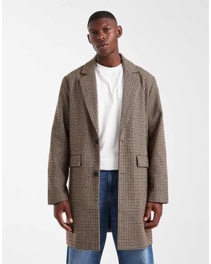Jack & Jones Wool Look Overcoat - Brown