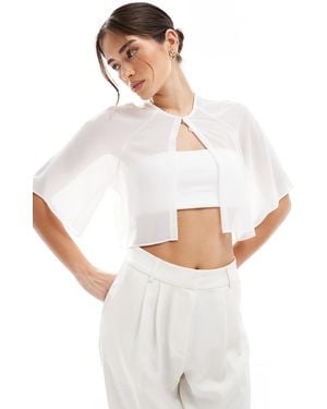 TFNC London Bridal Chiffon Mini Cape - White