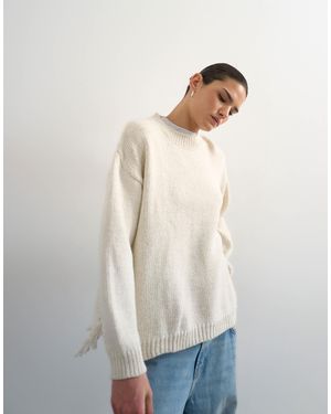 TOPSHOP Knitted Tassel Sweater - White