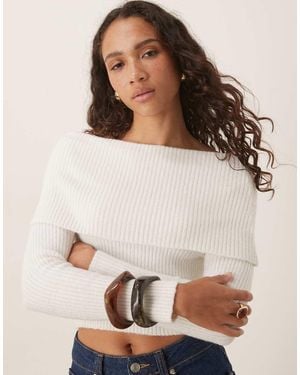 Glamorous Bardot Oversized Fit Knit Top - Brown