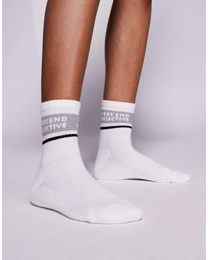 ASOS Weekend collective – socken mit grauem streifendetail - Weiß