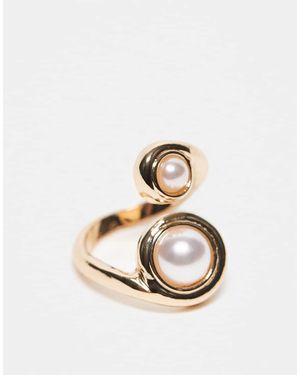 ASOS Ring Met Omslag En Imitatieparels - Metallic