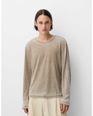 Bershka – collection – langärmliges shirt - Natur