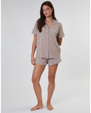 Loungeable Pijama Corto De Estilo Clásico De Canalé Para Mujer De - Gris
