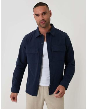 Threadbare Linen Blend Lightweight Shacket - Blue