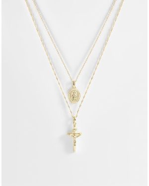 ASOS Ketting Met Dubbele Hangers Van Kruisje En St Chris-Munt - Wit