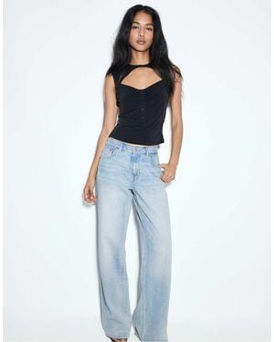 Stradivarius D91 Low-Rise Wide-Leg Jeans - Blue