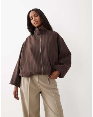 ASOS Casual Harrington Jacket With Funnel Neck - Brown