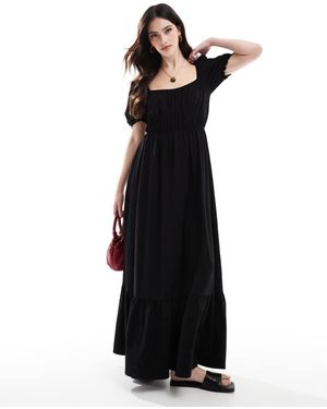 Miss Selfridge Vestito Lungo Con Maniche A Sbuffo - Nero