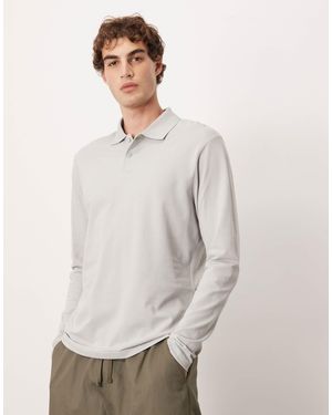 ASOS Essentials Long Sleeve Polo - Grey
