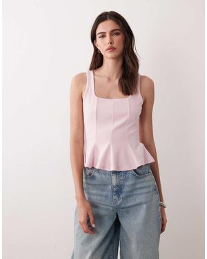 Gina Tricot Square Neck Peplum Top - Multicolour