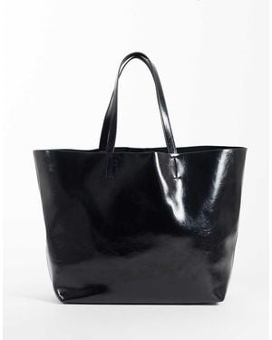 ASOS Borsa Tote Oversize Con Tessuto Accoppiato Nera - Nero