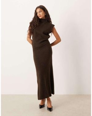Gina Tricot Co-ord Knitted Wool Alpaca Maxi Skirt - Brown