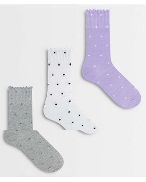 JJXX 3 Pack Polka Dot Socks - White