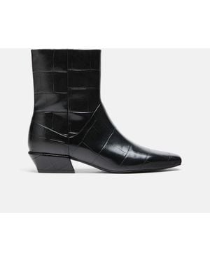 Stradivarius Stiefeletten mit kroko-optik und absatz - Schwarz