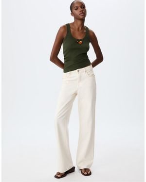 Stradivarius Tall D92 Straight Wide Jeans - White