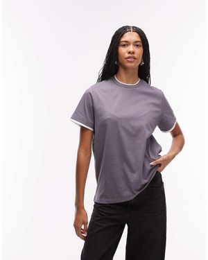 ASOS Short Sleeve Double Layer Oversized Top - Purple