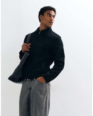 AllSaints Chaqueta De Punto Con Cremallera Completa En - Azul